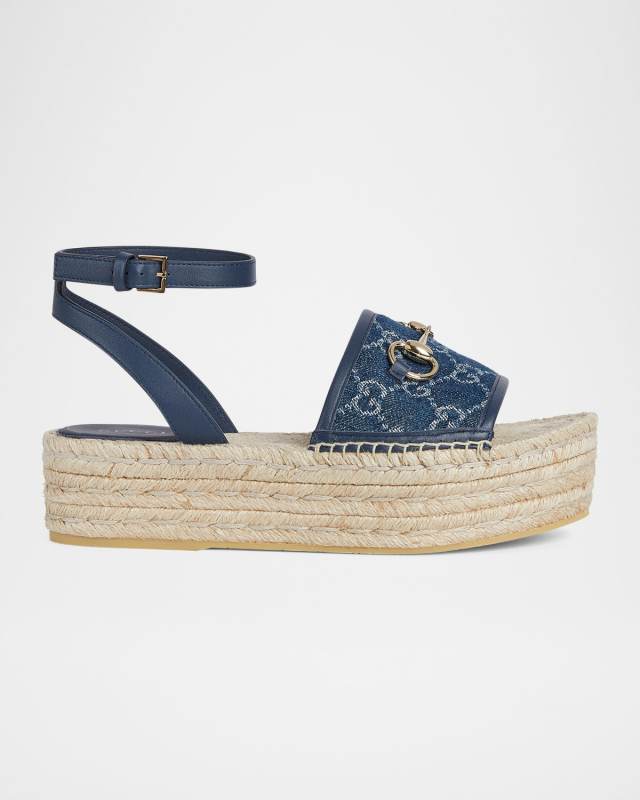 Paloma GG Denim Platform Espadrille Sandals